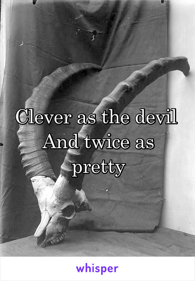 Clever as the devil 
And twice as pretty