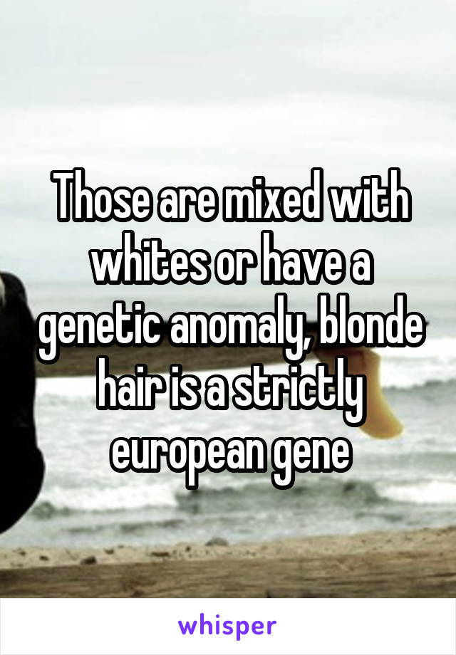 Those are mixed with whites or have a genetic anomaly, blonde hair is a strictly european gene