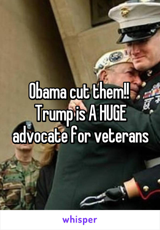 Obama cut them!!  Trump is A HUGE advocate for veterans