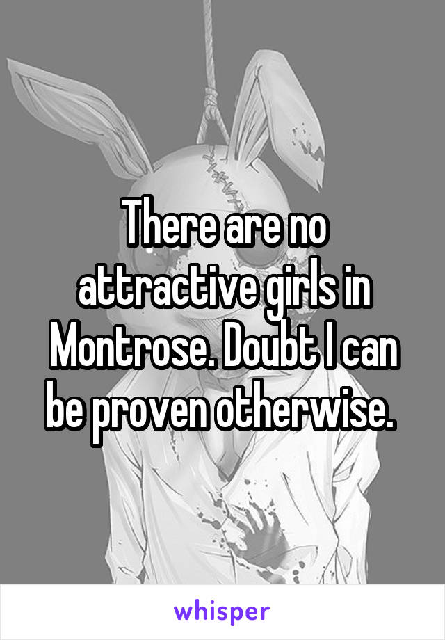 There are no attractive girls in Montrose. Doubt I can be proven otherwise. 