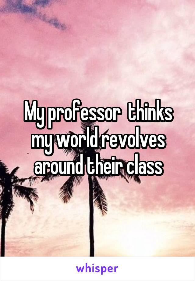 My professor  thinks my world revolves around their class