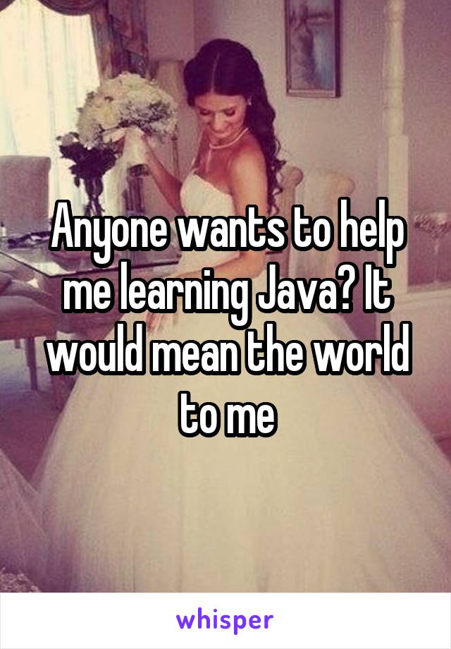 Anyone wants to help me learning Java? It would mean the world to me