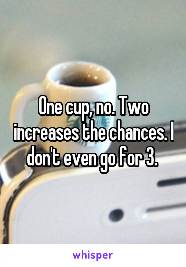 One cup, no. Two increases the chances. I don't even go for 3. 