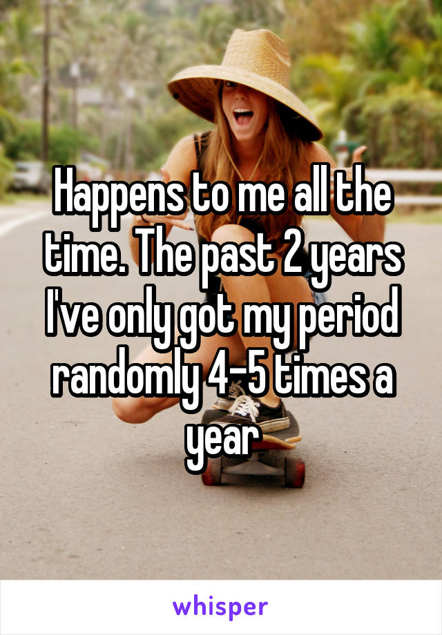 Happens to me all the time. The past 2 years I've only got my period randomly 4-5 times a year