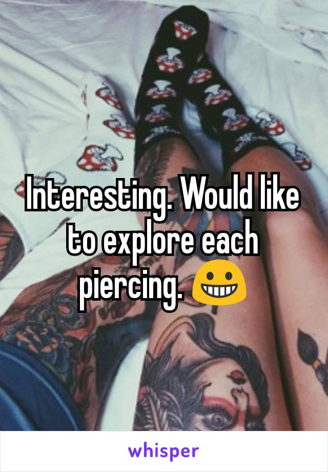 Interesting. Would like to explore each piercing. 😀