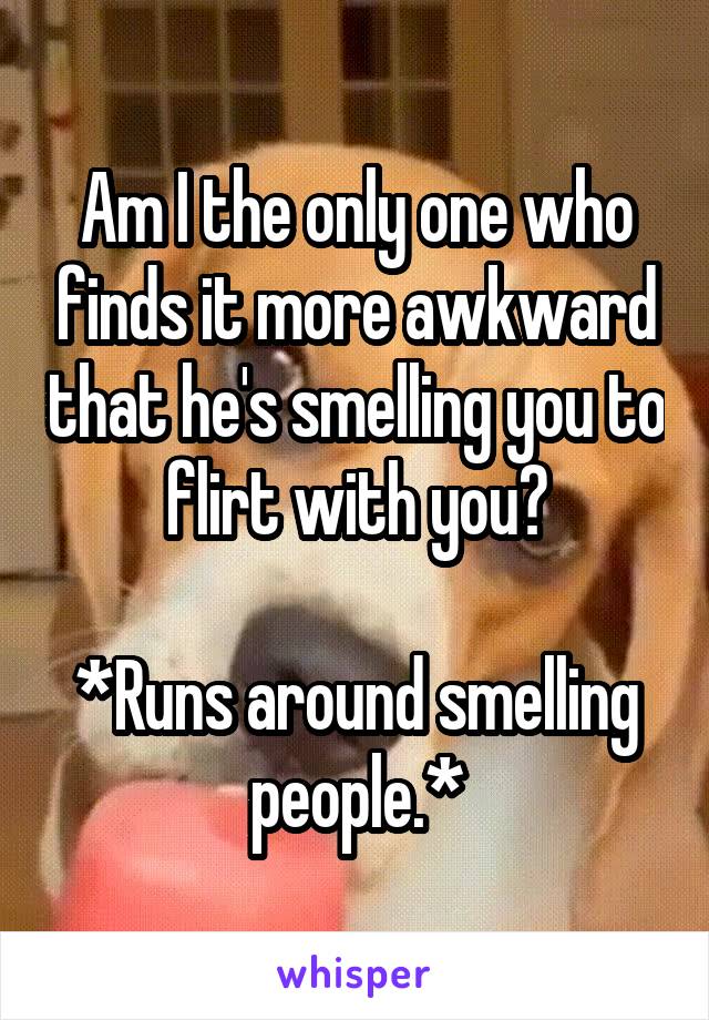 Am I the only one who finds it more awkward that he's smelling you to flirt with you?

*Runs around smelling people.*