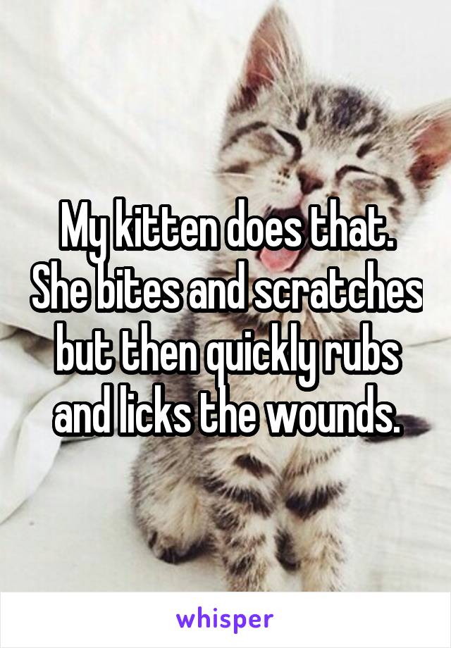 My kitten does that. She bites and scratches but then quickly rubs and licks the wounds.