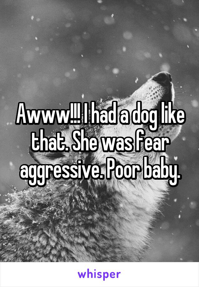 Awww!!! I had a dog like that. She was fear aggressive. Poor baby.