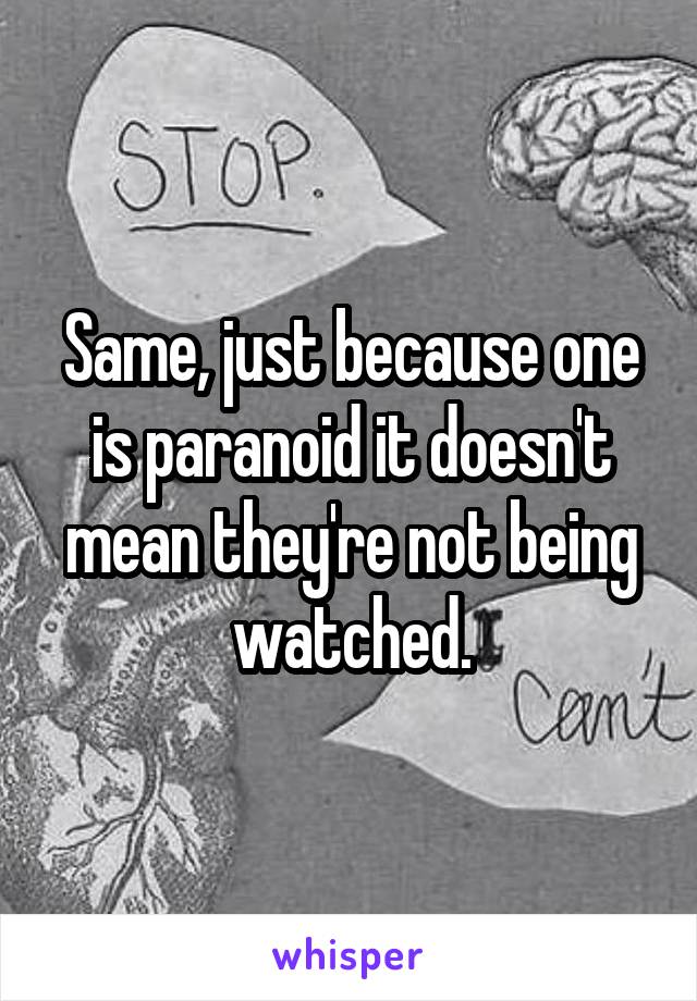 Same, just because one is paranoid it doesn't mean they're not being watched.