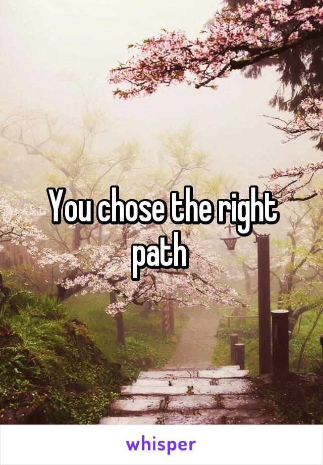 You chose the right path 