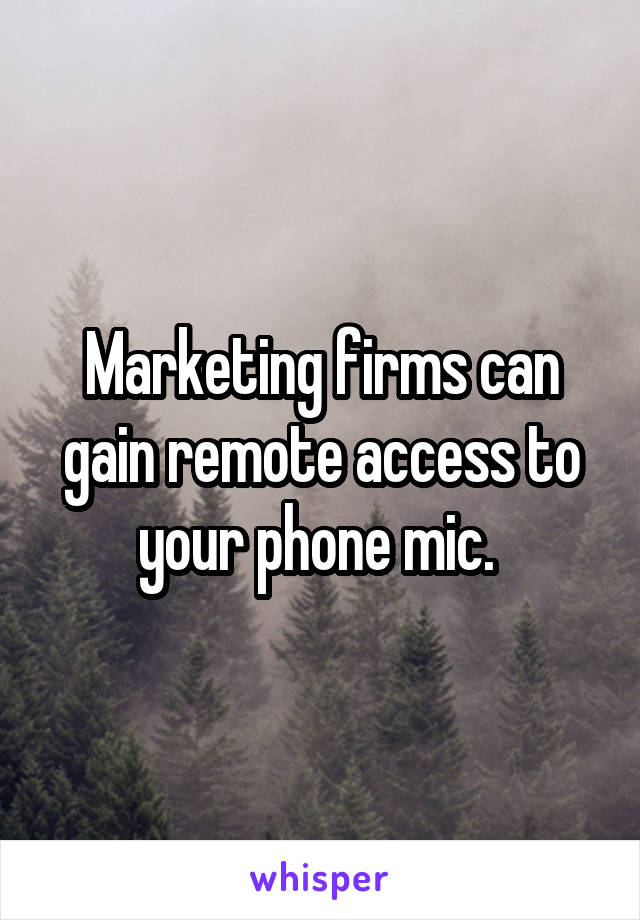 Marketing firms can gain remote access to your phone mic. 