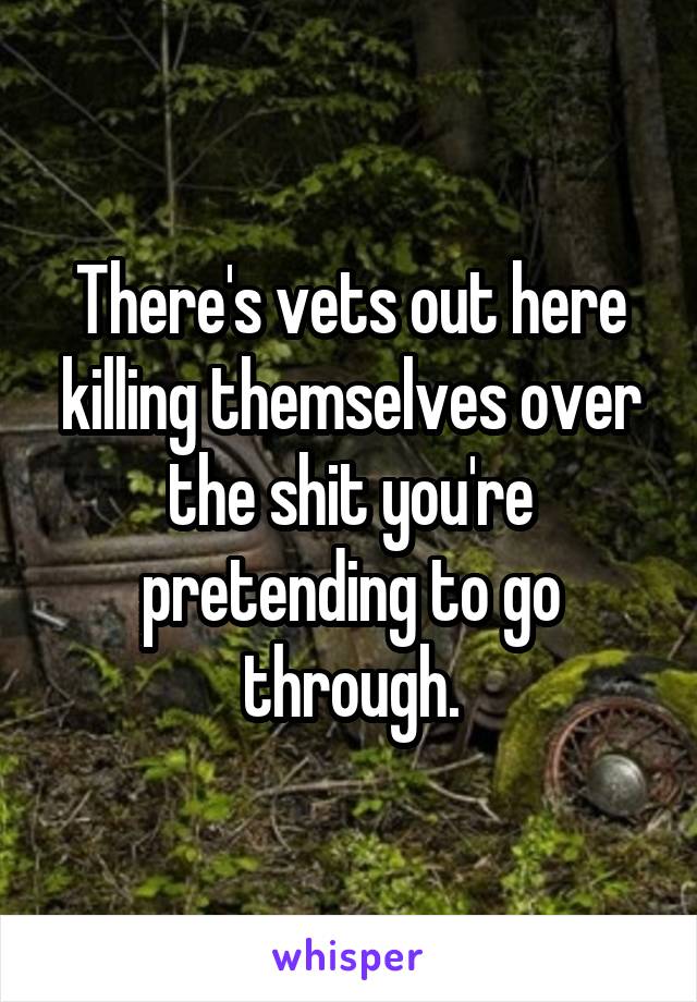 There's vets out here killing themselves over the shit you're pretending to go through.
