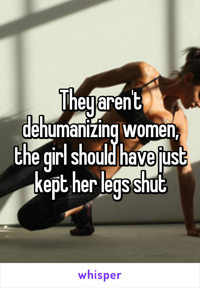 They aren't dehumanizing women, the girl should have just kept her legs shut