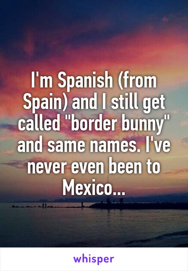 I'm Spanish (from Spain) and I still get called "border bunny" and same names. I've never even been to Mexico...