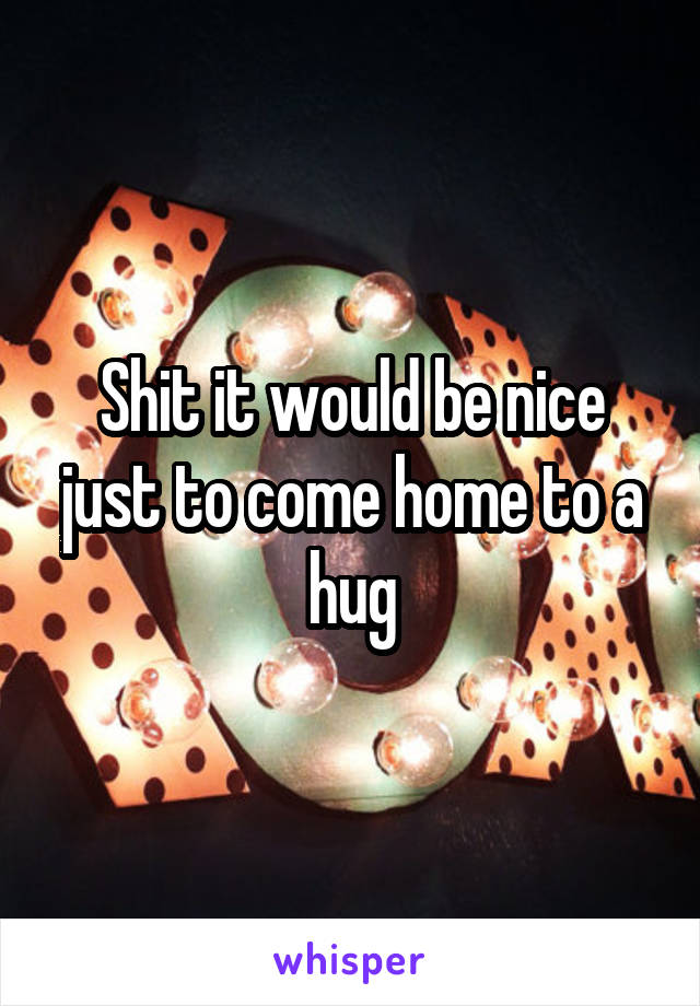 Shit it would be nice just to come home to a hug