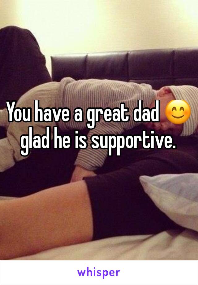 You have a great dad 😊 glad he is supportive.