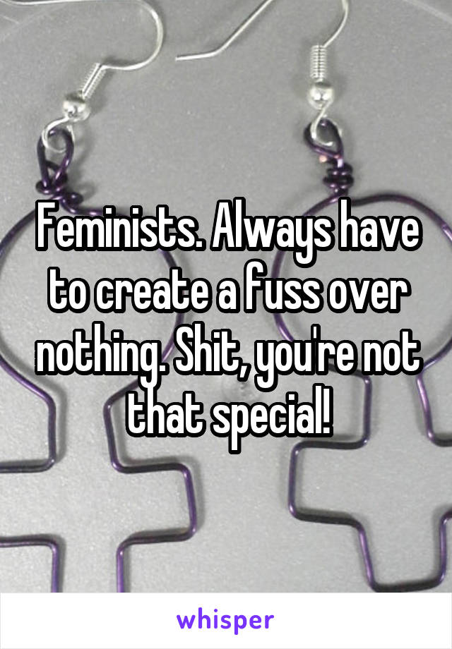 Feminists. Always have to create a fuss over nothing. Shit, you're not that special!