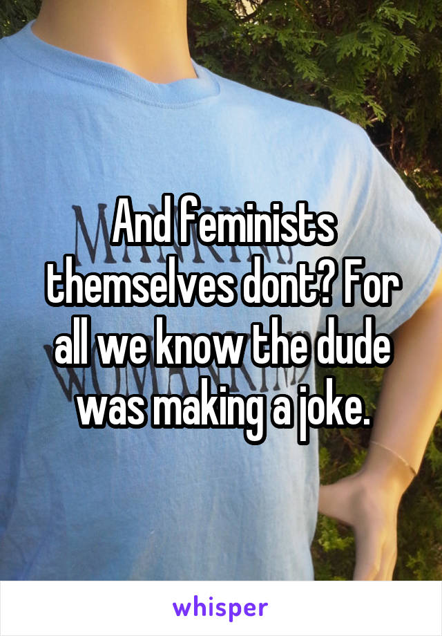 And feminists themselves dont? For all we know the dude was making a joke.