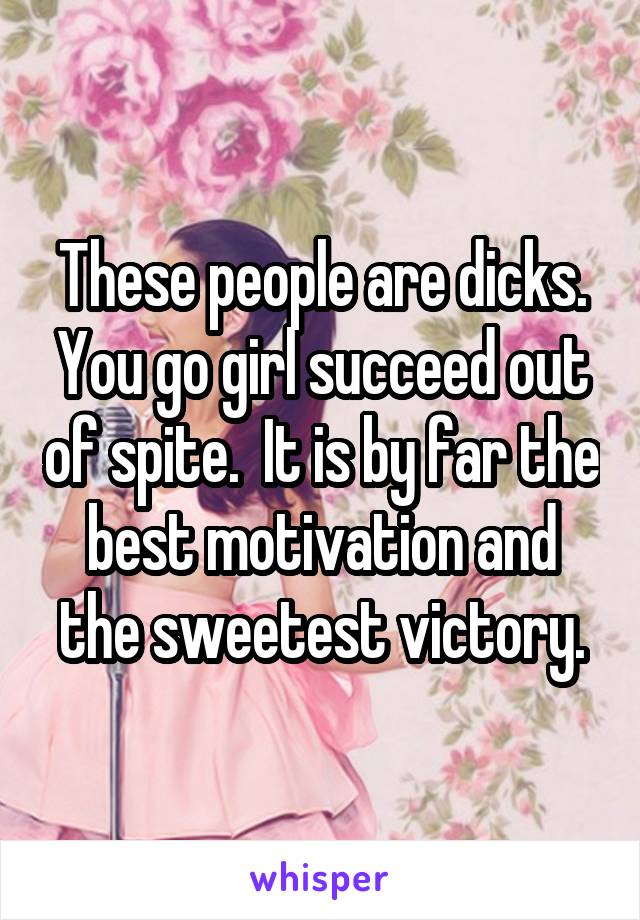 These people are dicks. You go girl succeed out of spite.  It is by far the best motivation and the sweetest victory.