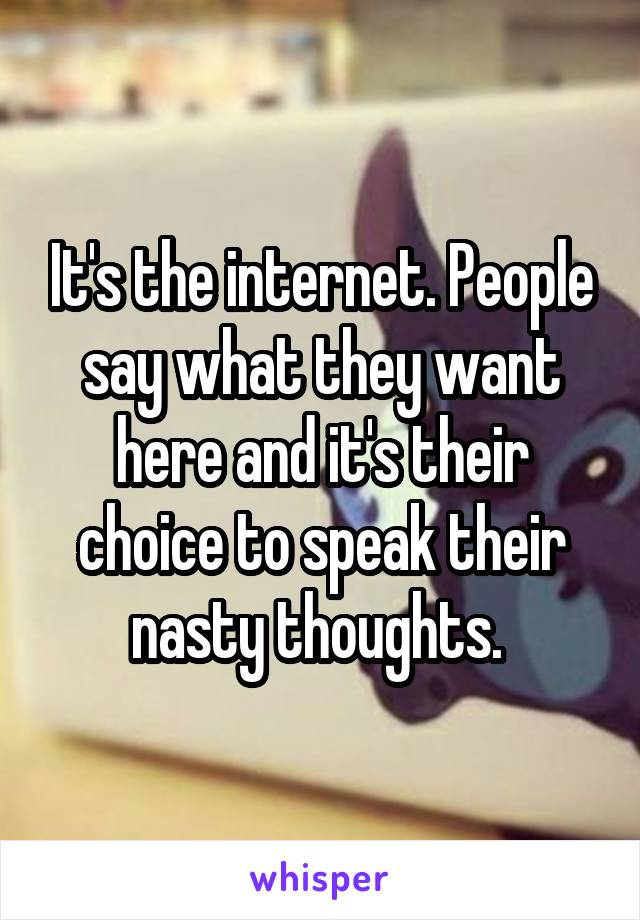 It's the internet. People say what they want here and it's their choice to speak their nasty thoughts. 