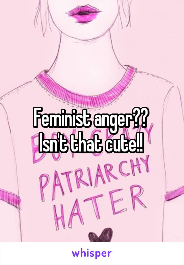 Feminist anger?? 
Isn't that cute!! 