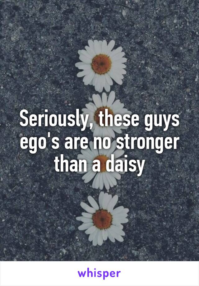 Seriously, these guys ego's are no stronger than a daisy