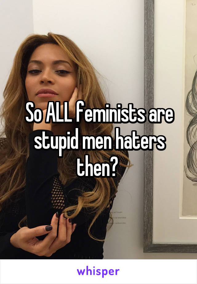 So ALL feminists are stupid men haters then? 