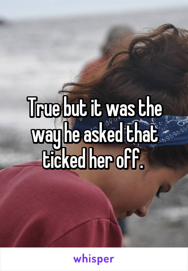 True but it was the way he asked that ticked her off. 