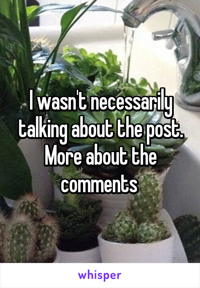 I wasn't necessarily talking about the post. More about the comments 