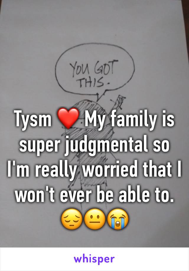 Tysm ❤️ My family is super judgmental so I'm really worried that I won't ever be able to. 😔😐😭