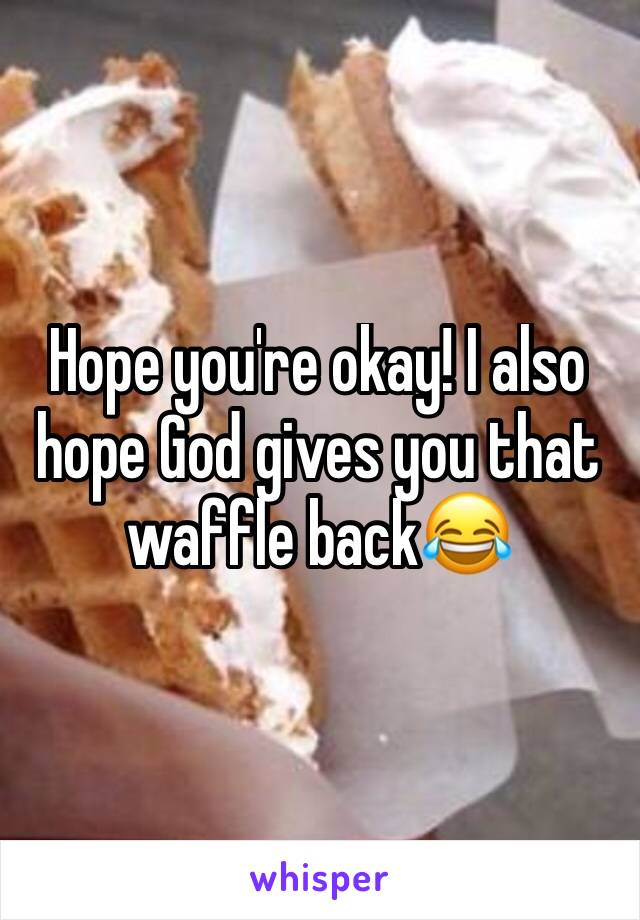 Hope you're okay! I also hope God gives you that waffle back😂