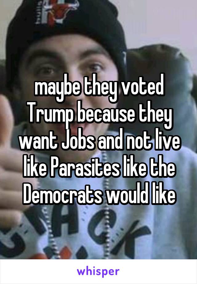 maybe they voted Trump because they want Jobs and not live like Parasites like the Democrats would like