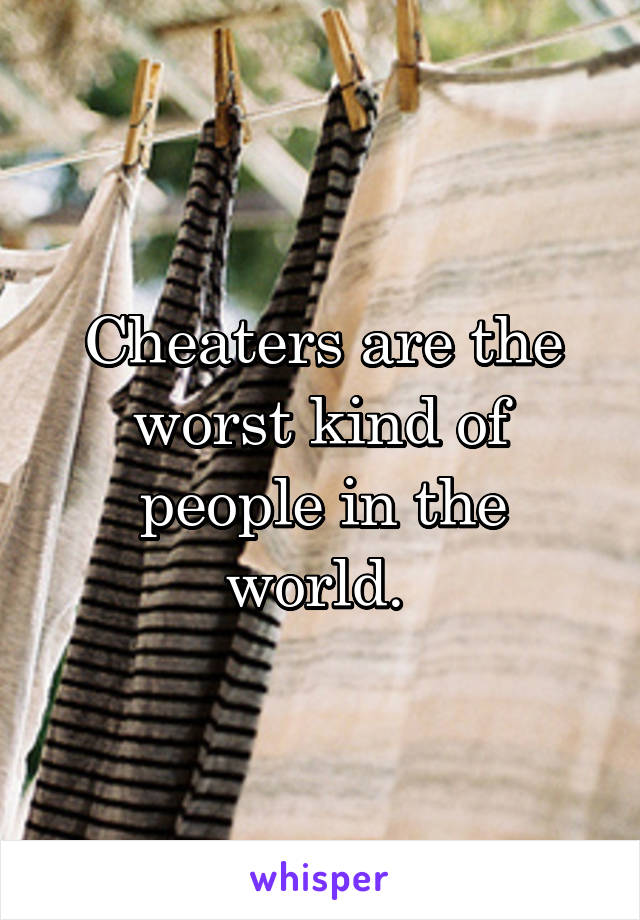 Cheaters are the worst kind of people in the world. 