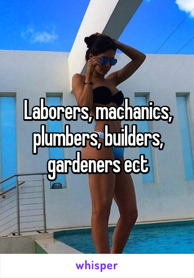 Laborers, machanics, plumbers, builders, gardeners ect