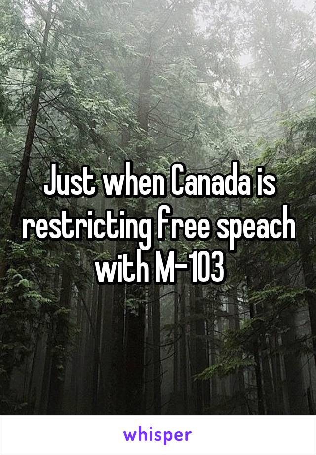 Just when Canada is restricting free speach with M-103