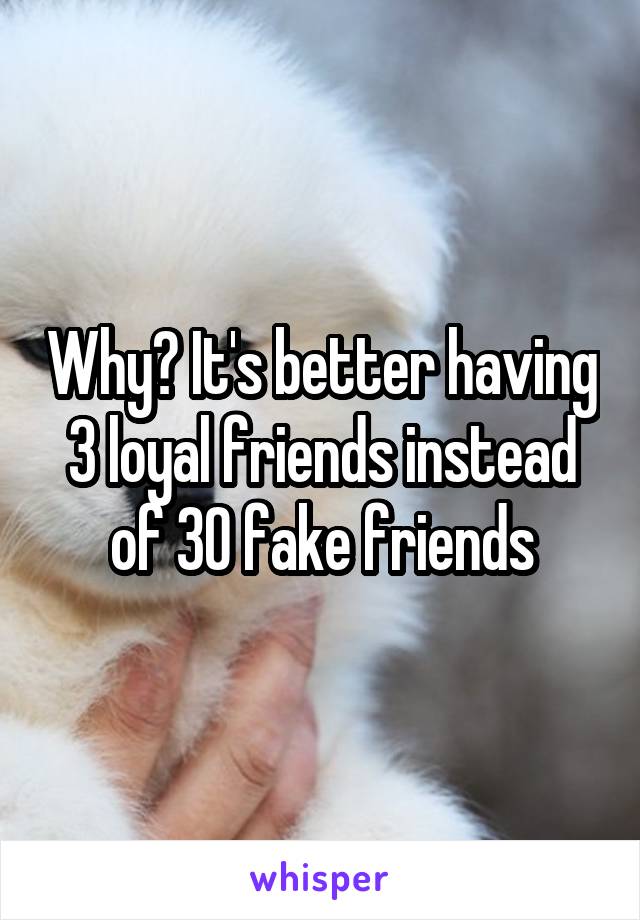 Why? It's better having 3 loyal friends instead of 30 fake friends