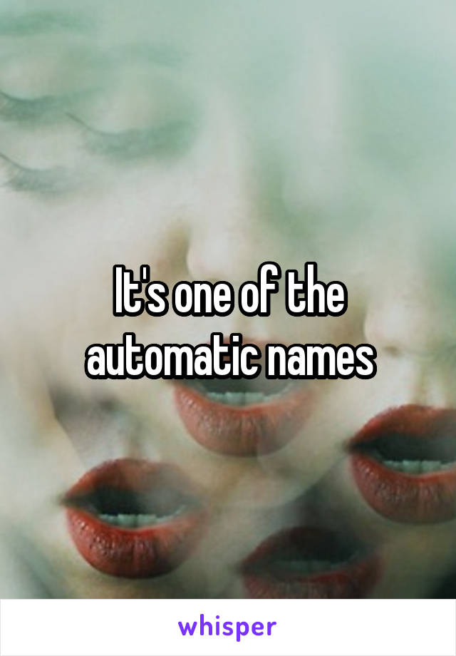 It's one of the automatic names