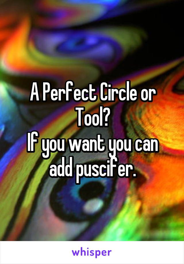 A Perfect Circle or Tool?
If you want you can add puscifer.