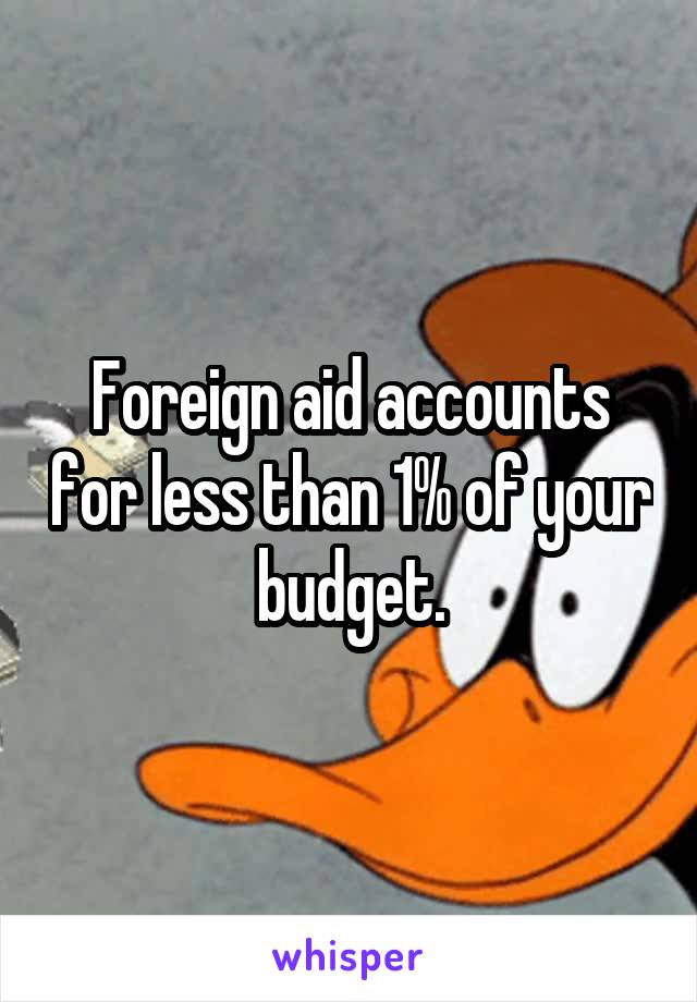 Foreign aid accounts for less than 1% of your budget.