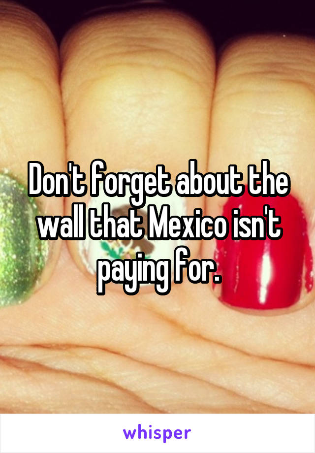 Don't forget about the wall that Mexico isn't paying for.