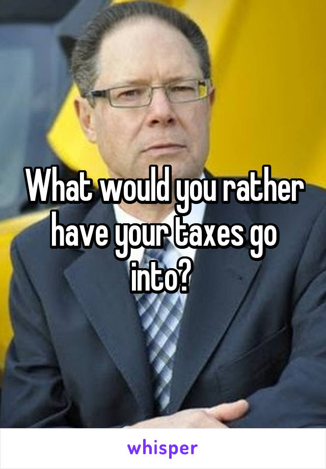 What would you rather have your taxes go into? 