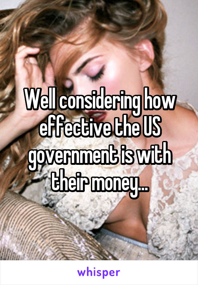 Well considering how effective the US government is with their money...