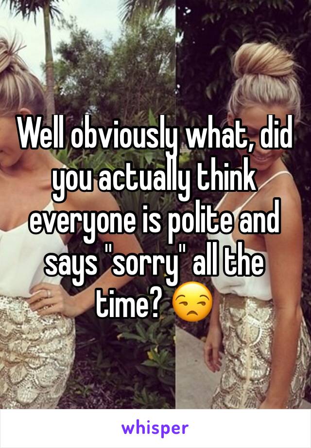 Well obviously what, did you actually think everyone is polite and says "sorry" all the time? 😒