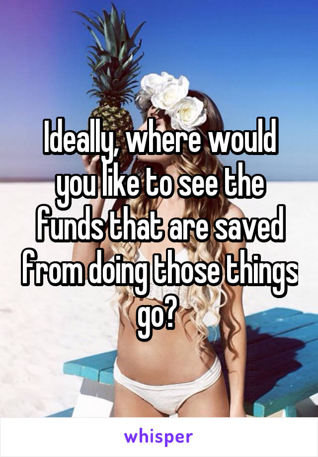 Ideally, where would you like to see the funds that are saved from doing those things go? 