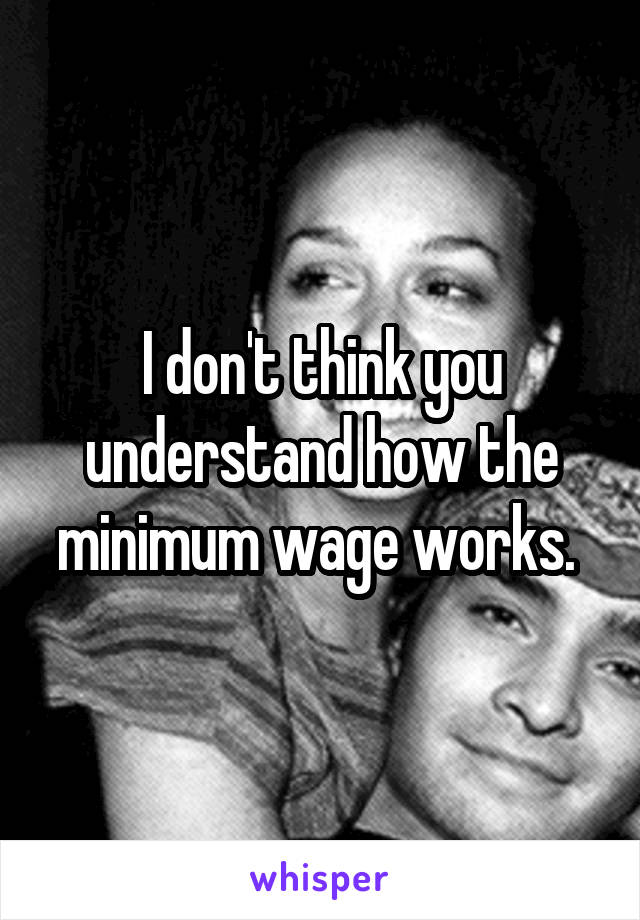 I don't think you understand how the minimum wage works. 