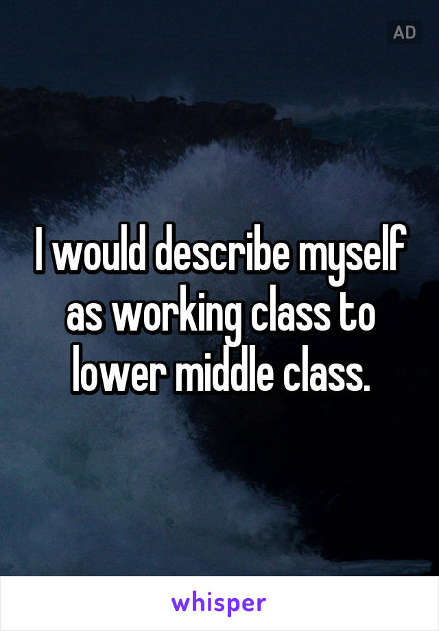 I would describe myself as working class to lower middle class.