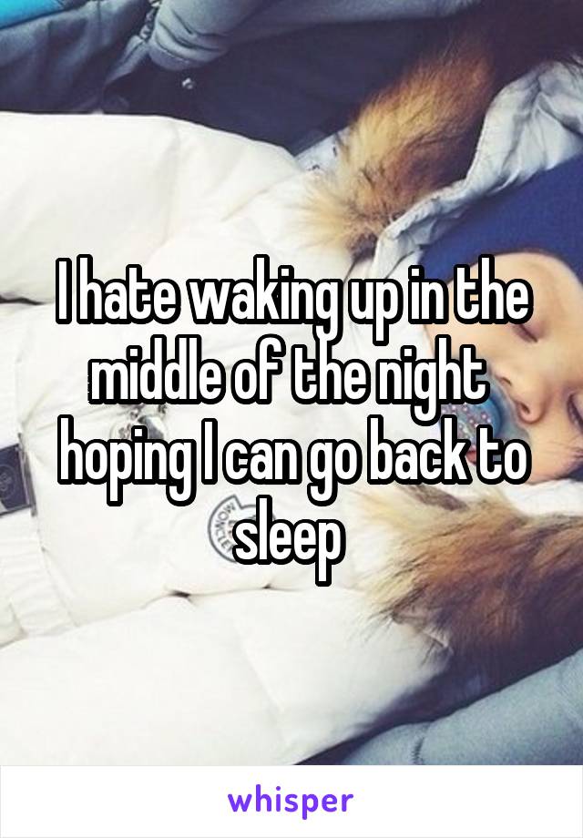 I hate waking up in the middle of the night  hoping I can go back to sleep 