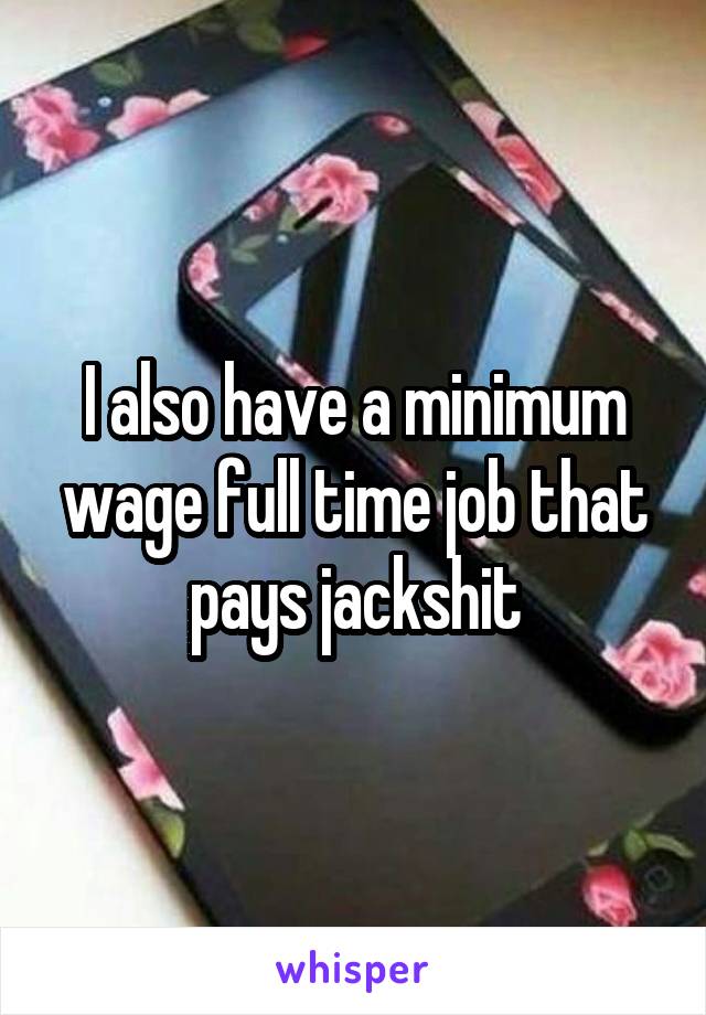 I also have a minimum wage full time job that pays jackshit