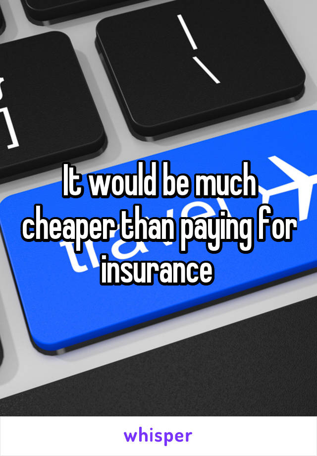 It would be much cheaper than paying for insurance 