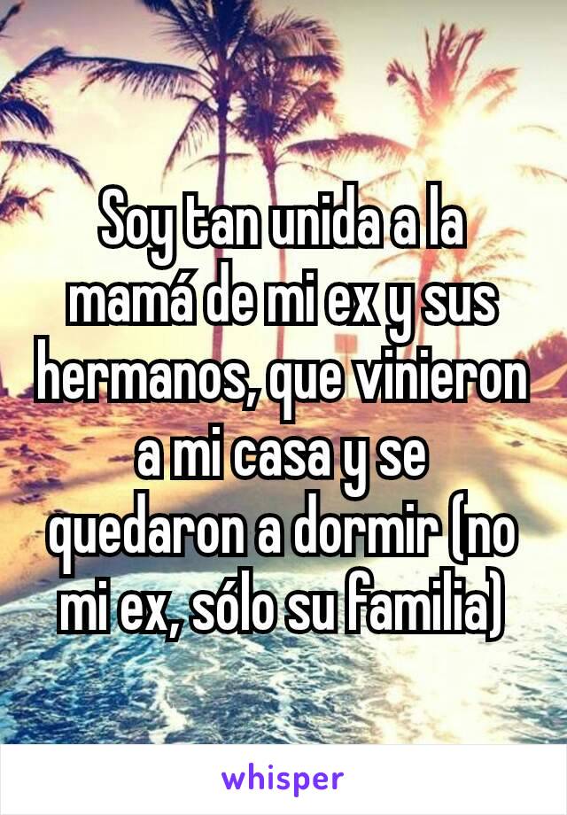 Soy tan unida a la mamá de mi ex y sus hermanos, que vinieron a mi casa y se quedaron a dormir (no mi ex, sólo su familia)